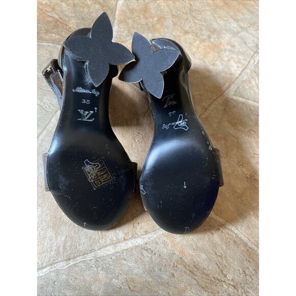 USED LOUIS VUITTON Monogram Silhouette line Shoes heel Sandals EU35 - Picture 4 of 10